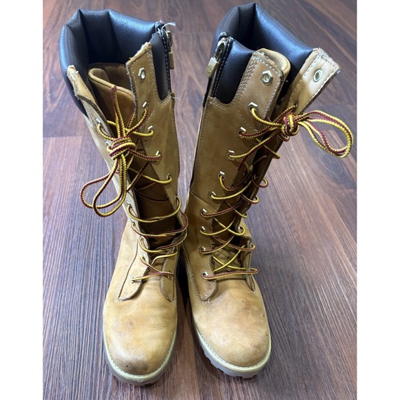 Timberland Tall Boots Girls Women's Size 4.5 Trail Wheat Nubuck Boots 83980 - Picture 9 of 13